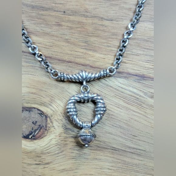 🌕 CLEARANCE BRIGHTON Twisted Wrapped Silver Plated Heart Necklace RETIRED - Picture 2 of 5